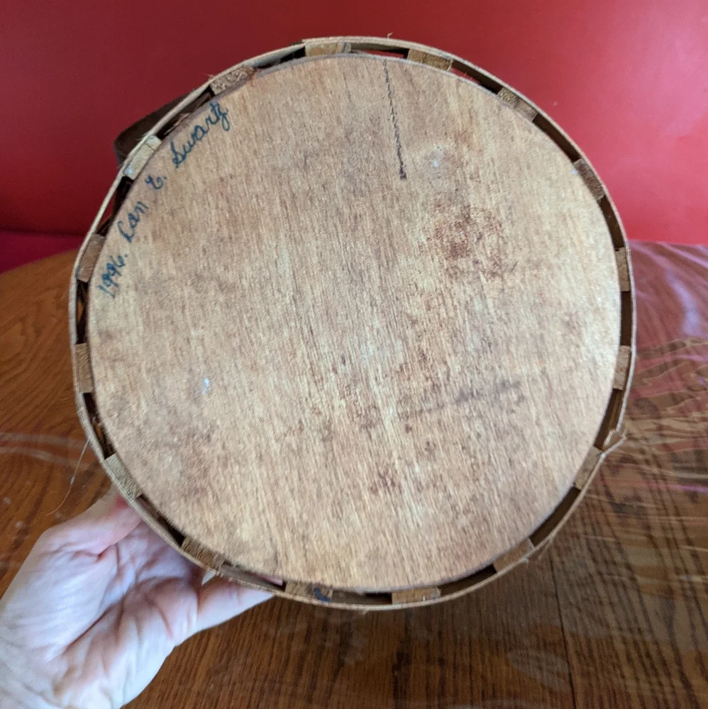 Woven Wooden Round Basket with handles
